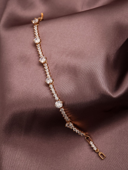 Zircon Taşlı Gold Renk Su Yolu Bileklik