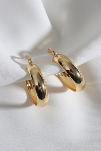 Orta Boy Gold Renk Halka Küpe