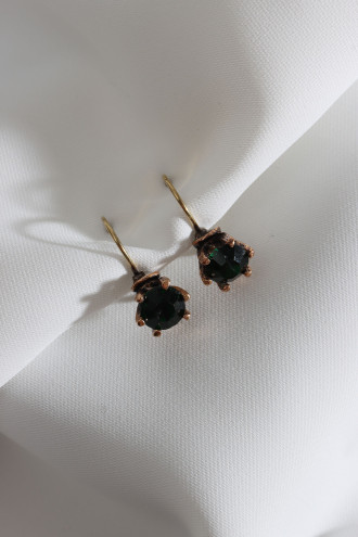 Yeşil Taşlı Tek Taş Otantik Küpe