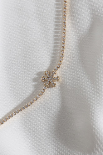 Kar Tanesi Figürlü Zircon Taşlı Gold Renk Suyolu Bileklik