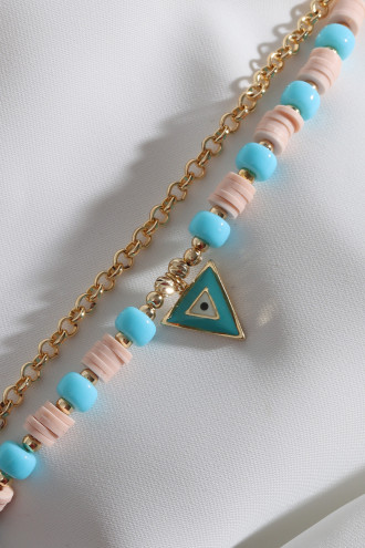 2'Li Pembe Fimo Boncuklu Üçgen Sallantılı Bileklik