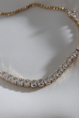 Beyaz Zircon Taşlı Asansörlü Gold Renk Su Yolu Bileklik