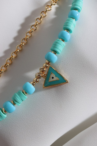 2'Li Açık Yeşil Fimo Boncuklu Üçgen Sallantılı Bileklik