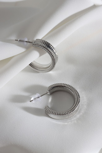 Vintage Gümüş Renk Halka Küpe