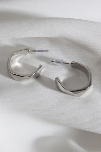 Vintage Gümüş Renk Halka Küpe