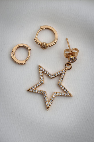 Yıldız Uçlu 3'Lü Gold Renk Küpe