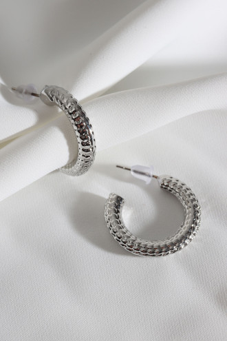 Vintage Gümüş Renk Halka Küpe