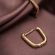 Beyaz Taşlı Oval Gold Renk Halka Küpe
