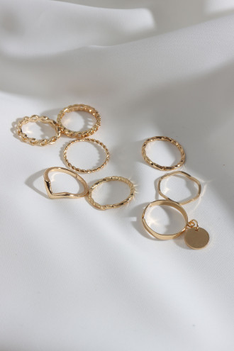 7 Adet Gold Renk Çoklu Yüzük Seti