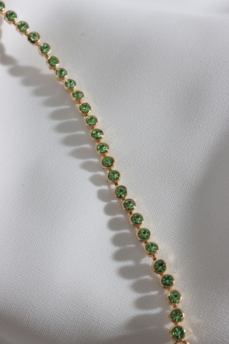 Gold Renk Yeşil Taşlı Su Yolu Bileklik