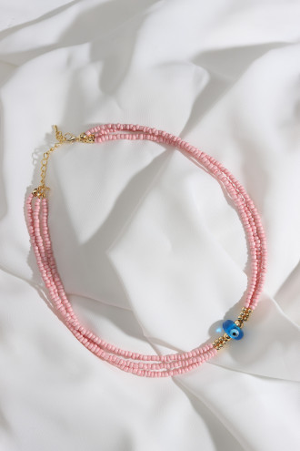 Nazar Boncuklu Pembe Boncuk Kolye Nazar Boncuklu Pembe Boncuk Kolye