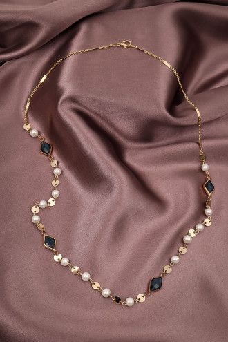 Yeşil Taş Detaylı Inci Kolye