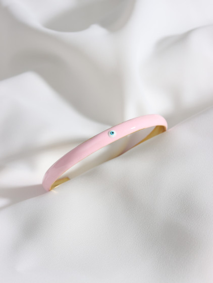 Pastel Pembe Kaplama Nazar Boncuklu Gold Renk Bilezik Pastel Pembe Kaplama Nazar Boncuklu Gold Renk Bilezik