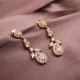 Zircon Taşlı Sallantılı Gold Renk Abiye Küpe