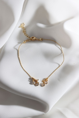 Gold Renk Zincirli Beyaz Yıldız Uçlu Halhal