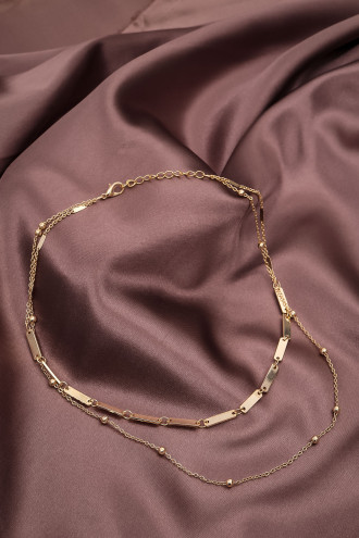 Ikili Gold Renk Zincir Kolye