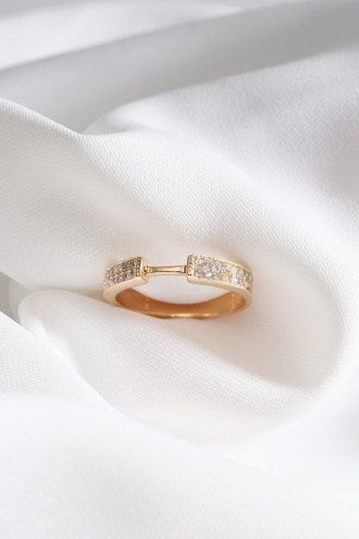 2 Sıralı Zircon Taşlı Gold Renk Yüzük 2 Sıralı Zircon Taşlı Gold Renk Yüzük