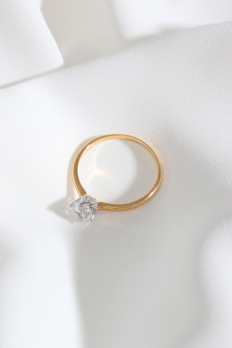 Gold Renk Tek Taş Yüzük