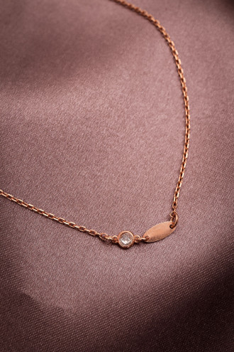 Taş Detaylı 925 Ayar Gümüş Rose Renk Zincir Kolye 2,23Gr