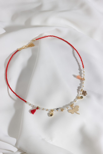 Yusufçuk Uçlu Kırmızı Boncuk Kolye Yusufçuk Uçlu Kırmızı Boncuk Kolye