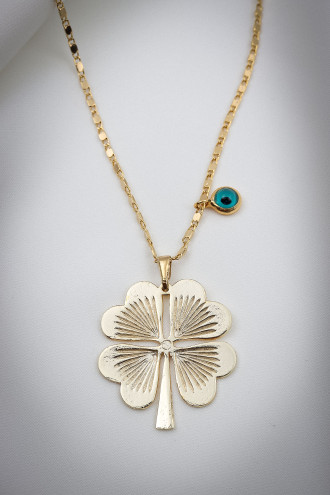 Nazar Boncuklu Uzun Gold Renkyonca Kolye