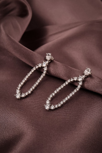 Zircon Taşlı Gümüş 925 Ayar Gümüş Abiye Küpe 8,39Gr