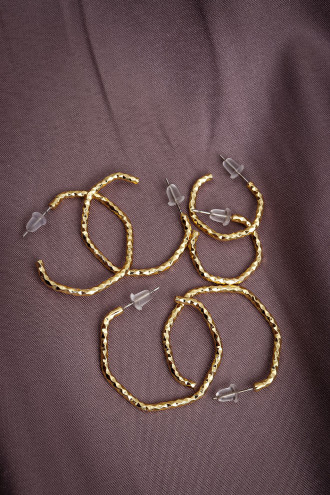 6'Lı Işıltılı Gold Renk Halka Küpe