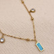 Mavi Mineli Charm Gold Renk Çelik Kolye Mavi Mineli Charm Gold Renk Çelik Kolye