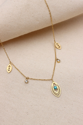Mercan Taşlı Gold Renk Çelik Vıntage Kolye Mercan Taşlı Gold Renk Çelik Vıntage Kolye