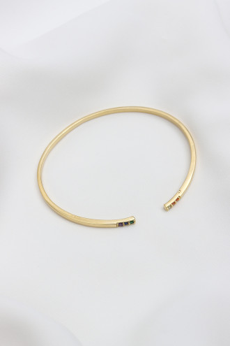 Renkli Zircon Taşlı Gold Renk Vip Bilezik Renkli Zircon Taşlı Gold Renk Vip Bilezik