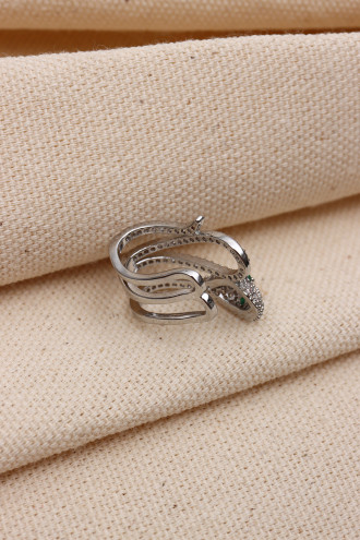 Yılan Figür Taşlı Gümüş Renk Ear Cuff Kıkırdak Küpe(Vip) Yılan Figür Taşlı Gümüş Renk Ear Cuff Kıkırdak Küpe(Vip)