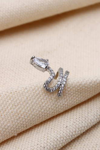 Yılan Figür Taşlı Gümüş Renk Ear Cuff Kıkırdak Küpe(Vip) Yılan Figür Taşlı Gümüş Renk Ear Cuff Kıkırdak Küpe(Vip)