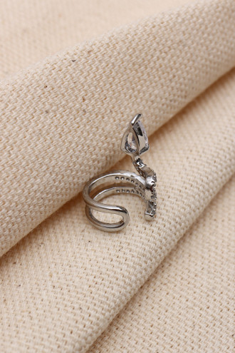 Yılan Figür Taşlı Gümüş Renk Ear Cuff Kıkırdak Küpe(Vip) Yılan Figür Taşlı Gümüş Renk Ear Cuff Kıkırdak Küpe(Vip)