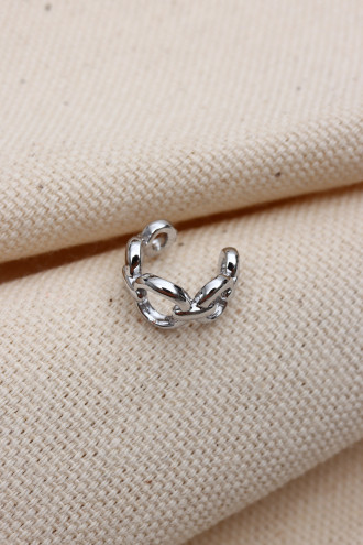 Yuvarlak Zincirli Gümüş Renk Ear Cuff Kıkırdak Küpe Yuvarlak Zincirli Gümüş Renk Ear Cuff Kıkırdak Küpe