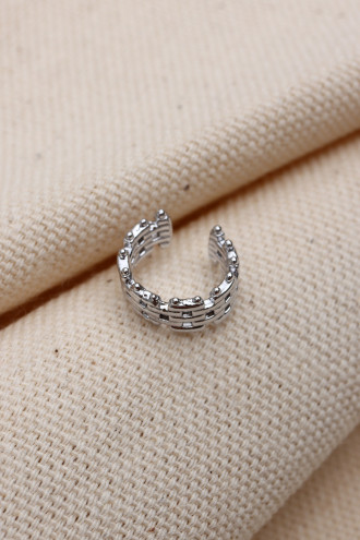 Zincir Görünümlü Gümüş Renk Ear Cuff Kıkırdak Küpe Zincir Görünümlü Gümüş Renk Ear Cuff Kıkırdak Küpe