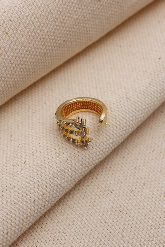 Şeritli Gold Renk Ear Cuff Kıkırdak Küpe Şeritli Gold Renk Ear Cuff Kıkırdak Küpe