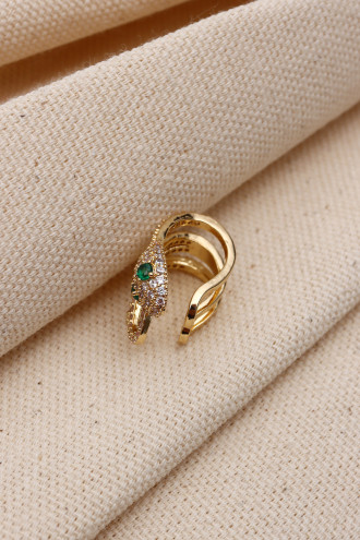 Yılan Figür Taşlı Gold Renk Ear Cuff Kıkırdak Küpe(Vip) Yılan Figür Taşlı Gold Renk Ear Cuff Kıkırdak Küpe(Vip)