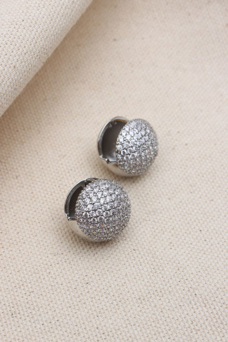 Yuvarlak Zircon Taşlı Vip Küpe Yuvarlak Zircon Taşlı Vip Küpe