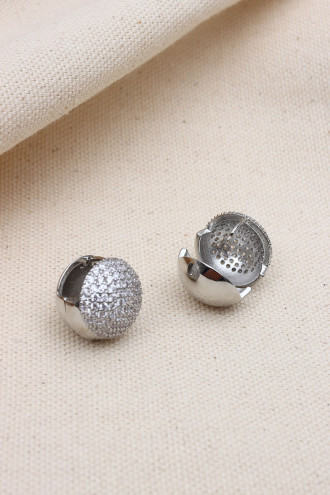 Yuvarlak Zircon Taşlı Vip Küpe Yuvarlak Zircon Taşlı Vip Küpe