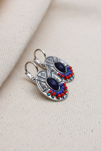 OVAL TAŞLI BONCUK DETAY KARARMAZ ETNİK KÜPE(VIP)