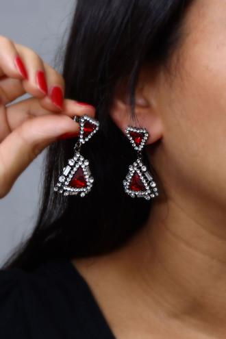 Taşlı Üçgen Abiye Küpe