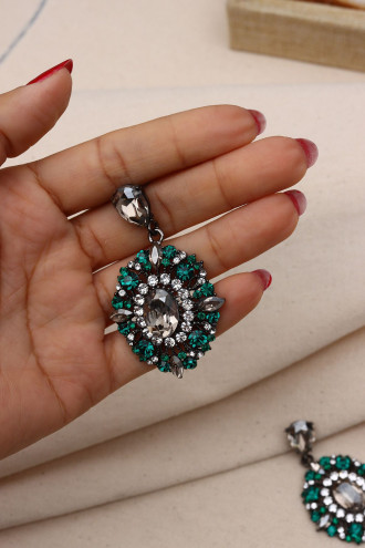 Büyük Boy Taşlı Abiye Küpe