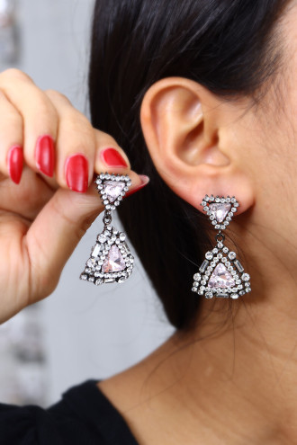 Taşlı Üçgen Abiye Küpe