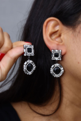 Kare Taşlı Abiye Küpe