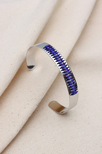 KUM BONCUKLU KARARMAZ SILVER ÇELİK BİLEKLİK