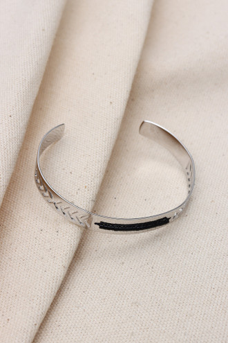 TEK SIRA KUM BONCUKLU KARARMAZ ÇELİK BİLEKLİK