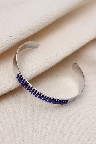 KUM BONCUKLU KARARMAZ SILVER ÇELİK BİLEKLİK