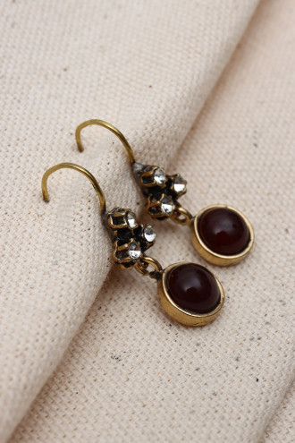 Yuvarlak Cam Taşlı Otantik Küpe Yuvarlak Cam Taşlı Otantik Küpe