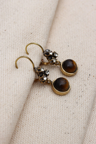 Yuvarlak Cam Taşlı Otantik Küpe Yuvarlak Cam Taşlı Otantik Küpe