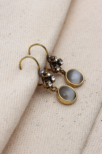 Yuvarlak Cam Taşlı Otantik Küpe Yuvarlak Cam Taşlı Otantik Küpe